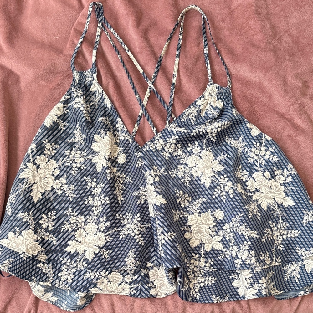 Urban Outfitters Blue and White Floral Camisole